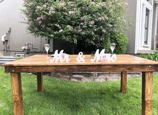 Farmhouse style table even rental