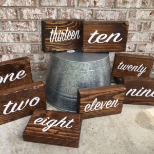 wood table numbers for rent