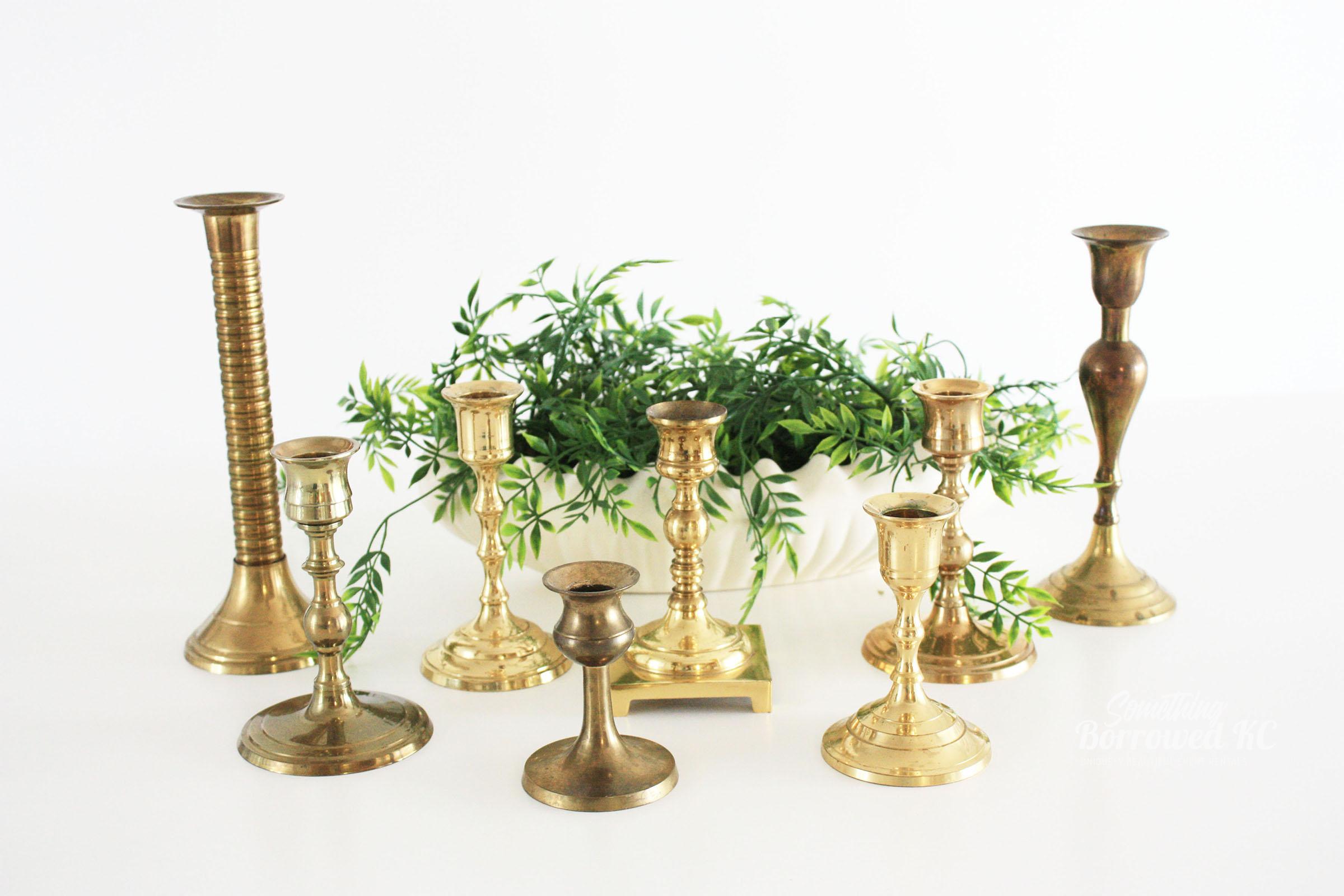 Assorted Brass Single Candlesticks - Loungeworks