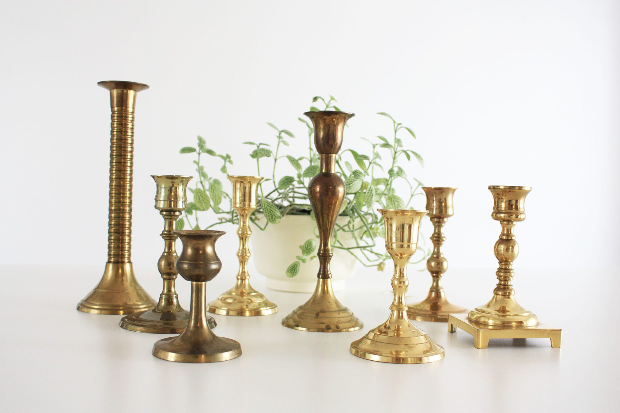 Assorted Brass Candle Holders Traditional Style2 Something Borrowed KC