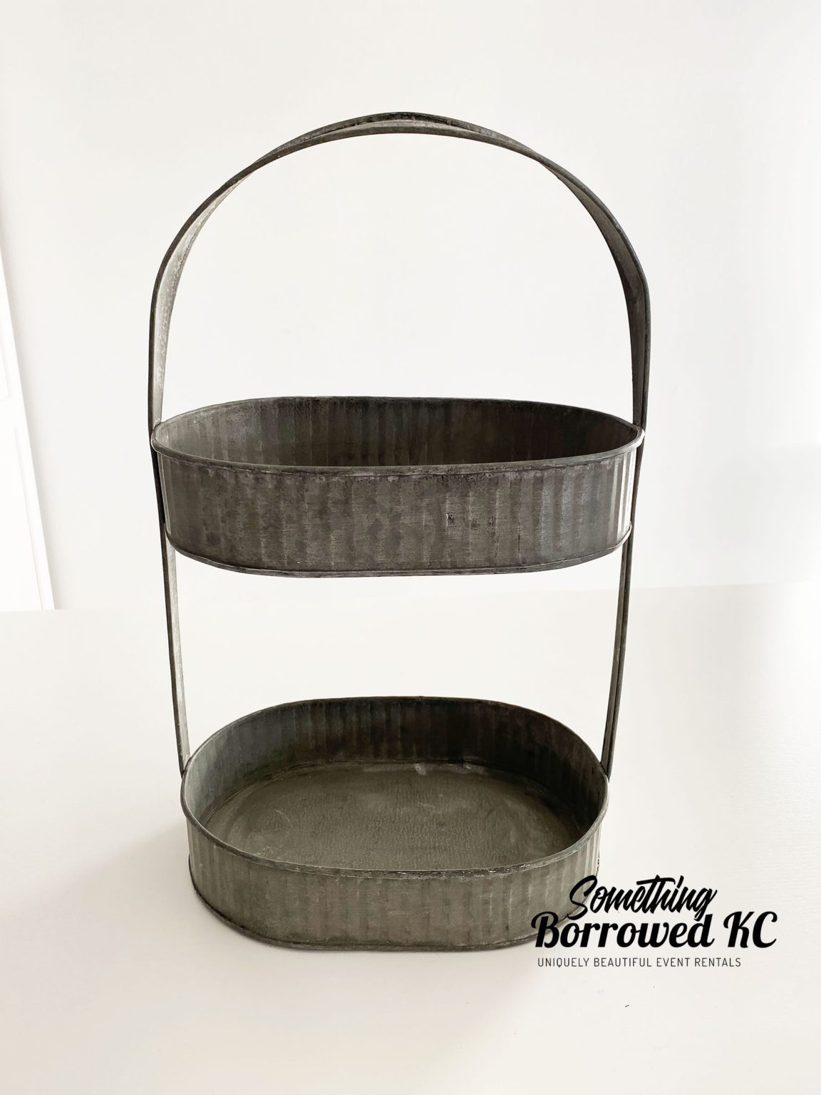 2 Tiered Farmhouse Galvanized Metal Oval Server – $4 | Something Borrowed KC, image size:1152x1536