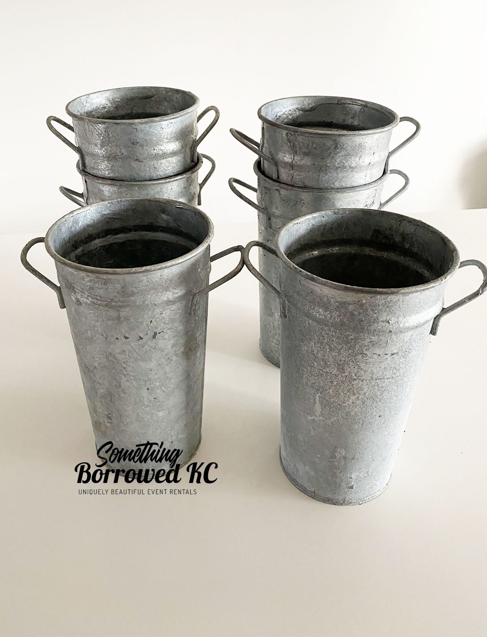 Small Galvanized Metal Flower Buckets2 Something Borrowed KC