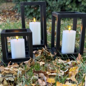 Black Wood Square Lanterns Centerpiece Set of 3 - $10