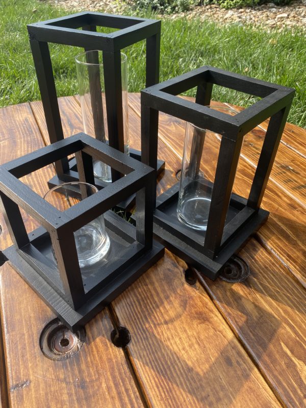 Wood Round, Black Lantern Centerpieces