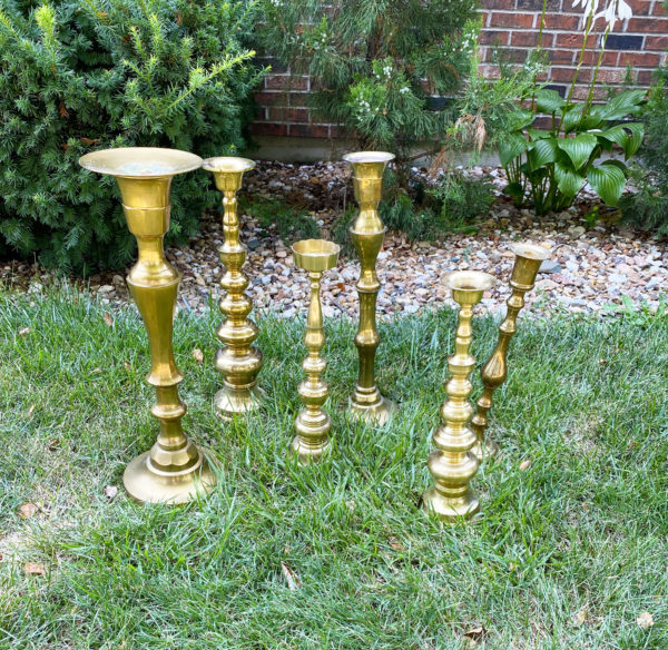 Brass Extra Large Floor Pillar Candle Holders Traditional Style-$5