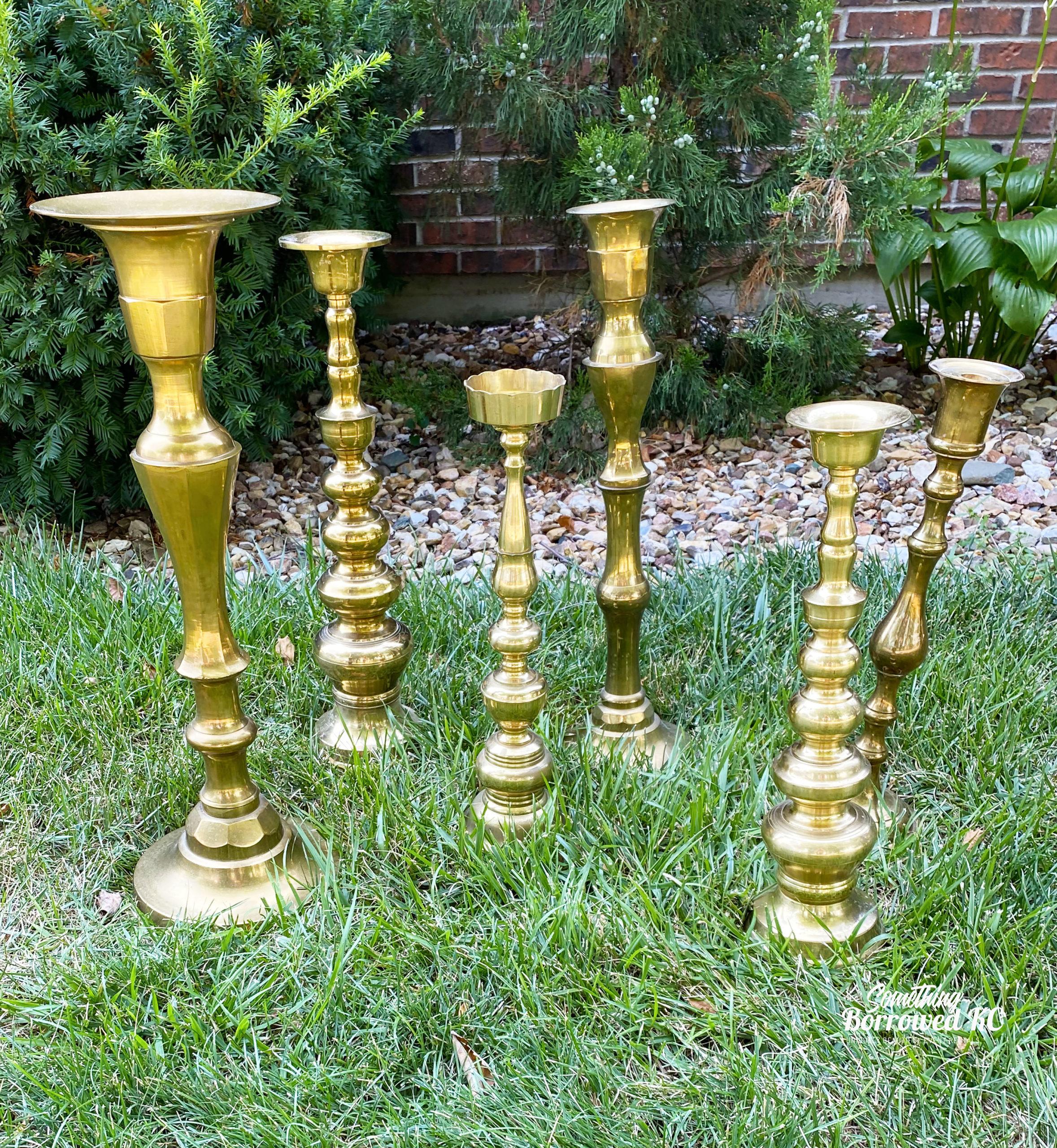 Brass Extra Large Floor Pillar Candle Holders Traditional Style-$5