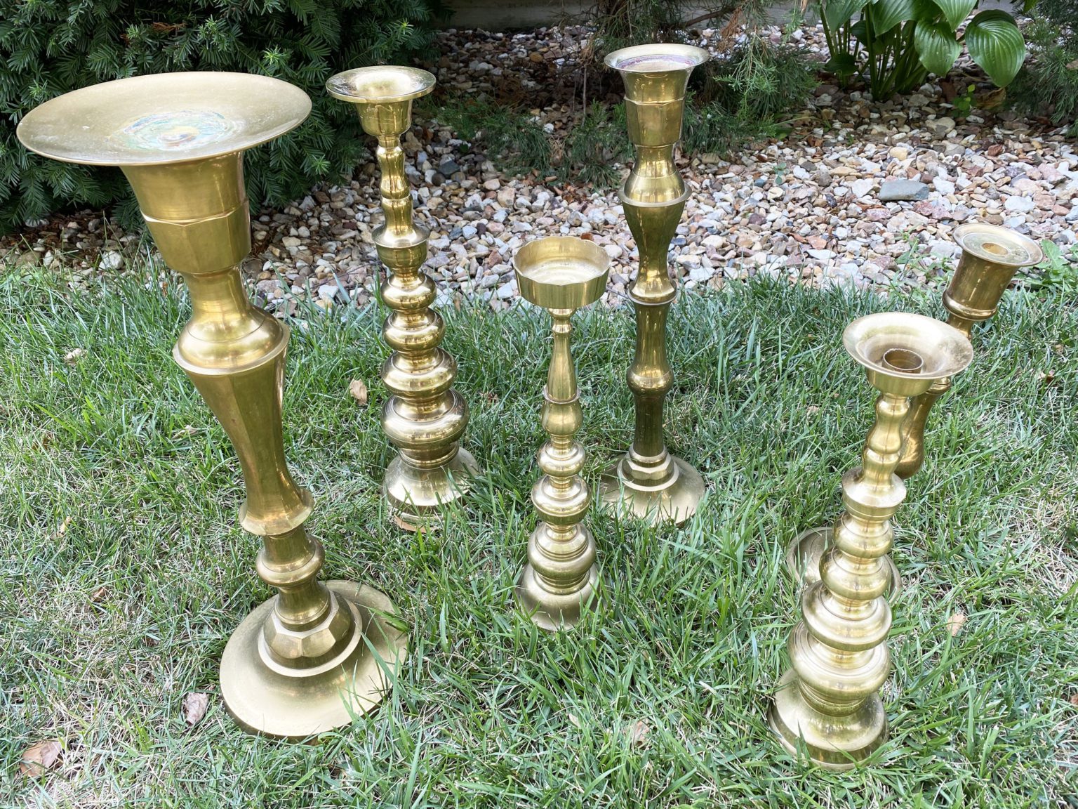 Brass Extra Large Floor Pillar Candle Holders Traditional Style5 Something Borrowed KC