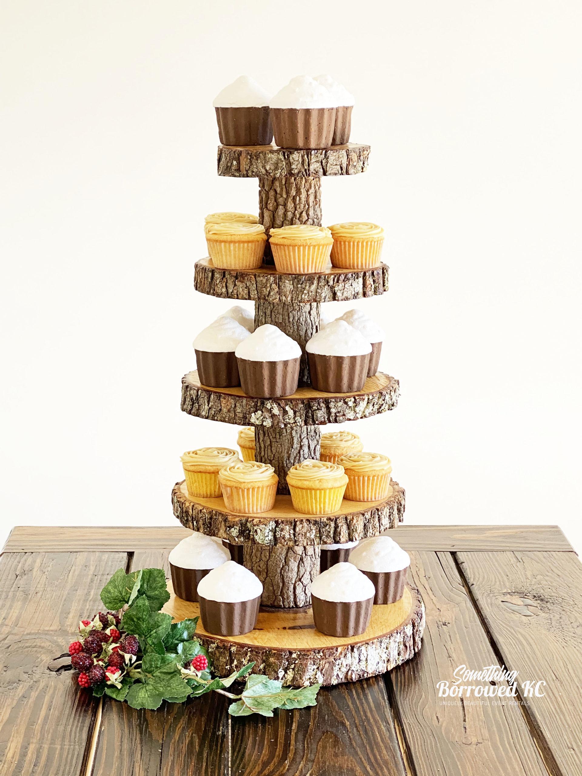 Alzata Per Cupcake In Legno 5 Livelli – Espositore Rustico Fai Da Te Per 60 Dolci, Ideale Per Feste E Buffet