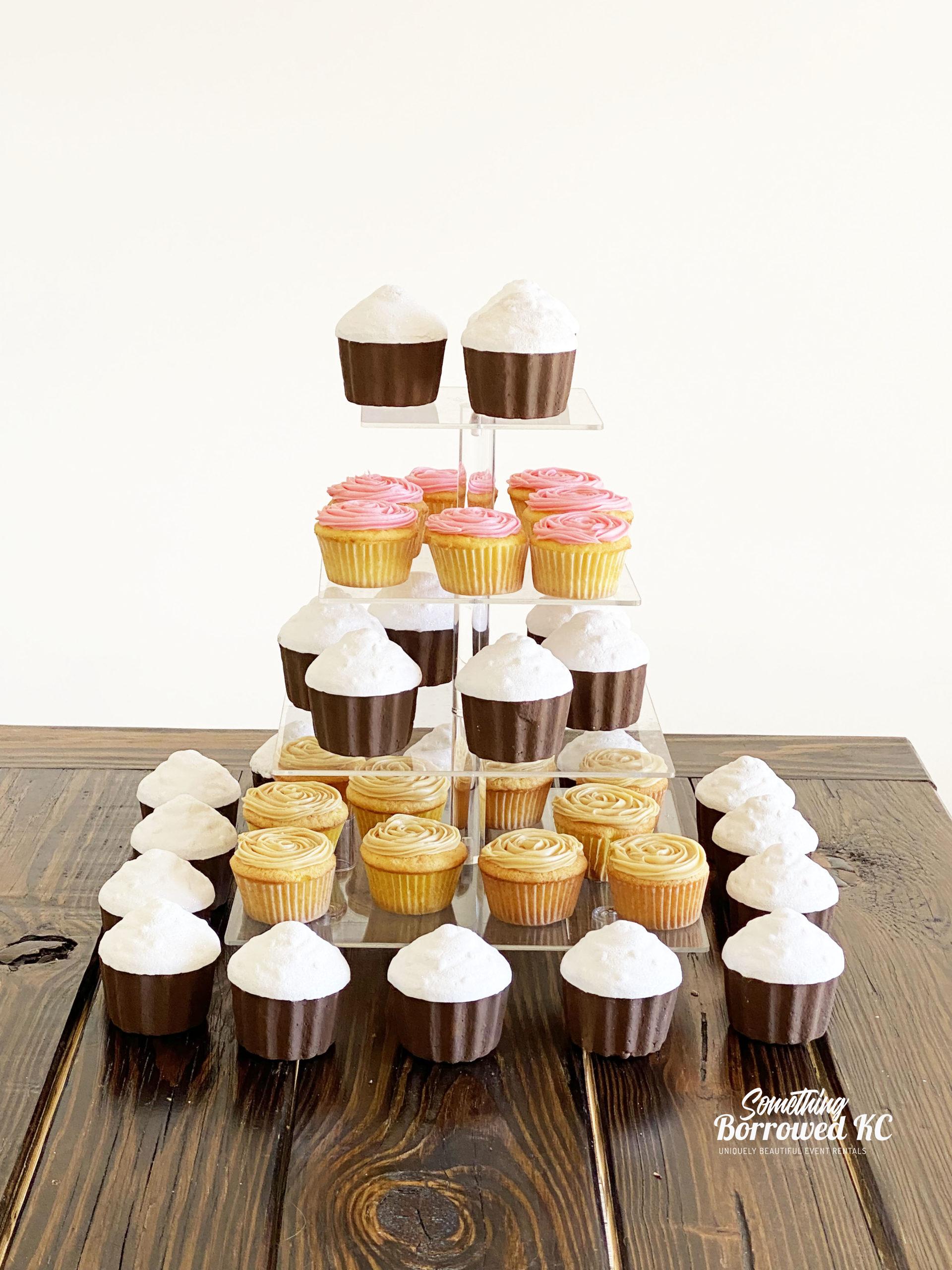 4-Tier Clear Acrylic Round Cupcake Display and Cake Stand with