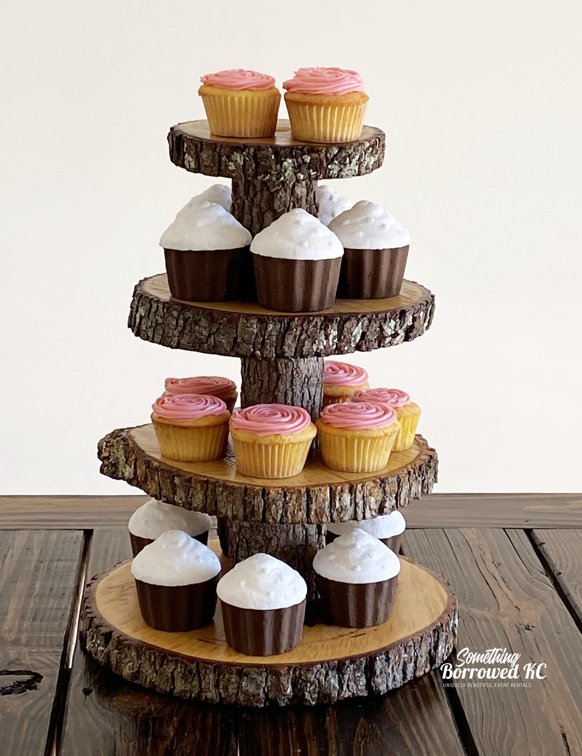 4 Tier Log Slice Rustic Cake and Cupcake Stand-$25 | Something Borrowed KC