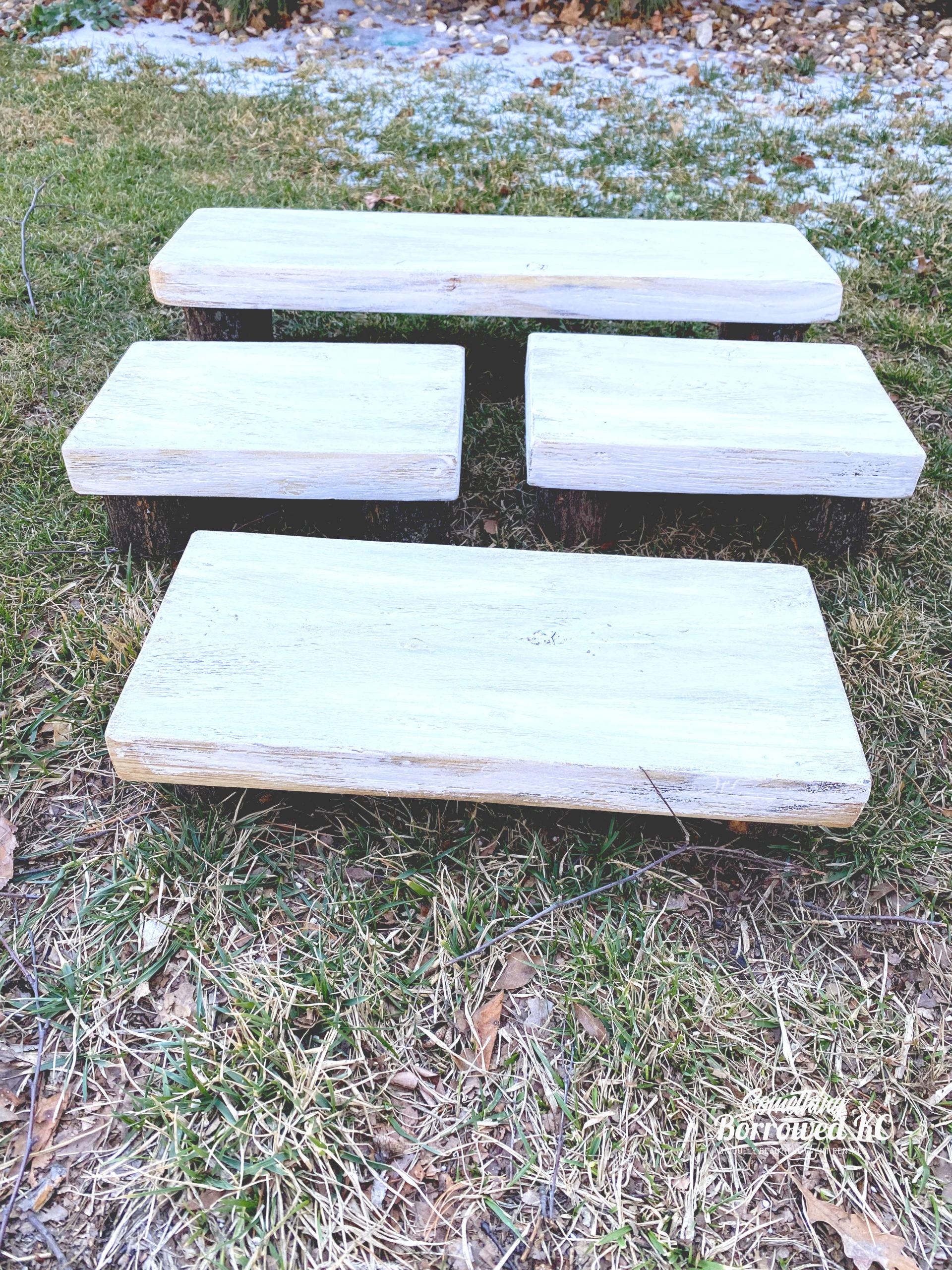 Farmhouse Whitewashed Risers or Cupcake Stands Set of 4 Rectangle- $12 - Image 8